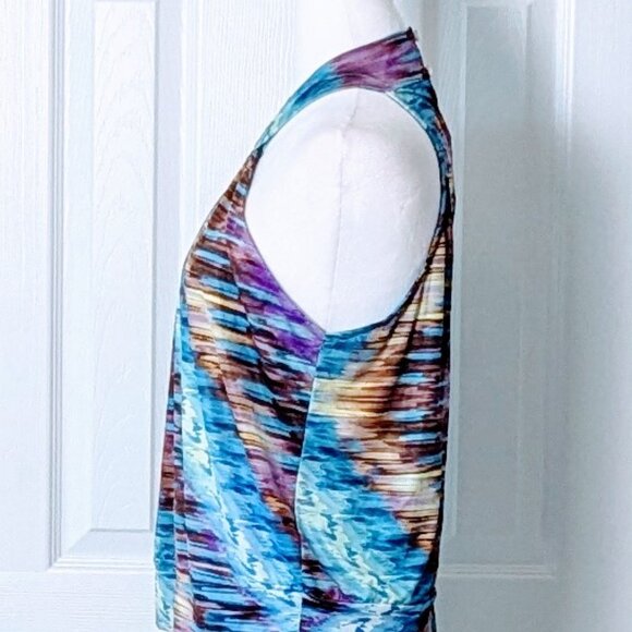 ARIELLA Women's Watercolor Halter Top Blouse Size M Bold Multi Color Print - Picture 4 of 6